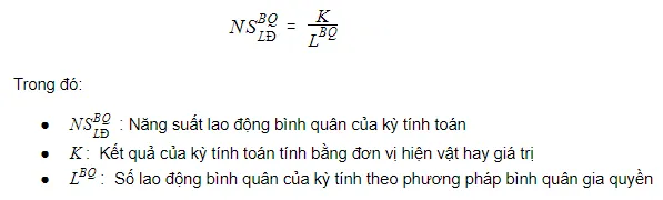 Công thức tính năng suất lao động