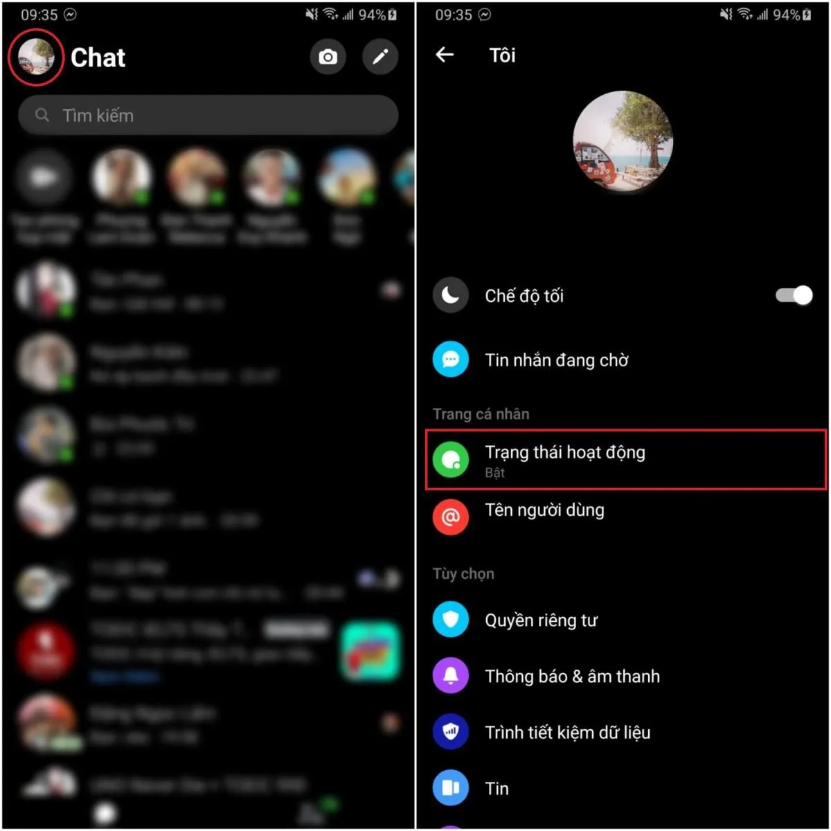 Cách thực hiện trên ứng dụng Messenger