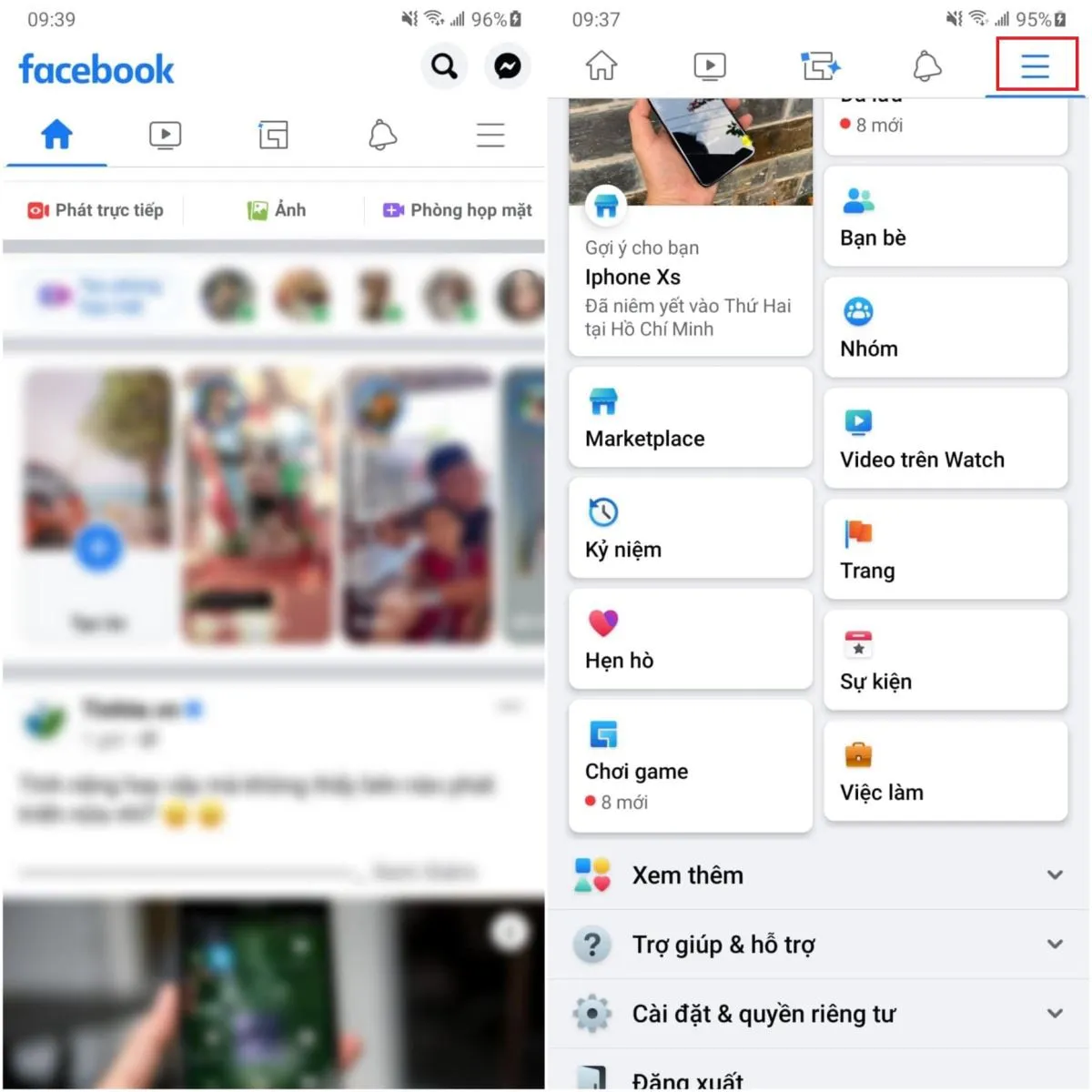 Cách thực hiện trên ứng dụng Facebook