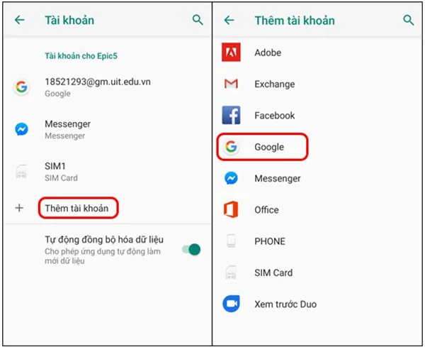 Hướng dẫn đồng bộ danh bạ Android lên Gmail