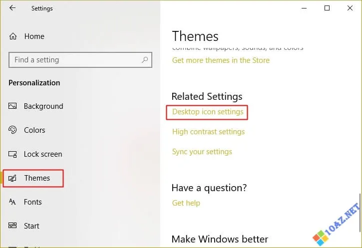 Chọn dòng Desktop icon settings