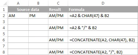 Concatenating cells with special characters