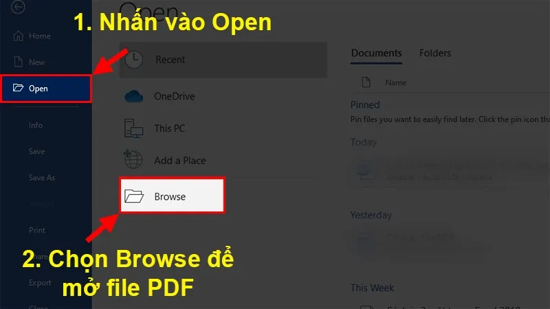 Nhấn Open Chọn Browse