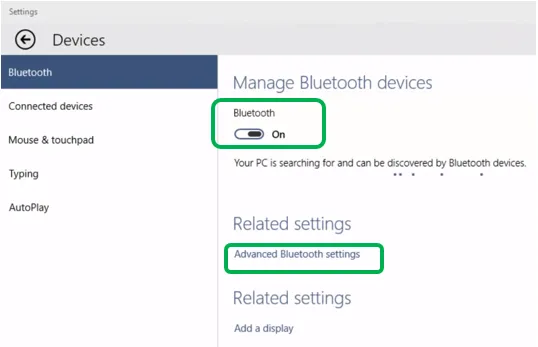 Bật Bluetooth trong Windows 8