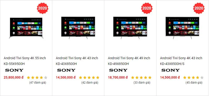 Giới thiệu một số mẫu Tivi Sony 2020 tích hợp sẵn Screen Mirroring :