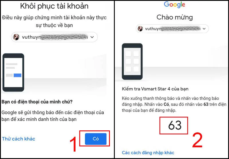 Google hiển thị số gồm một hoặc hai chữ số