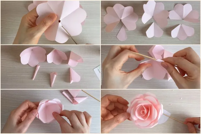 cách làm hoa hồng bằng giấy liền cánh