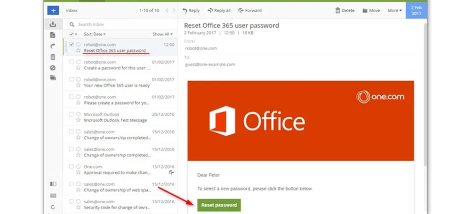 Lấy lại mật khẩu Office 365