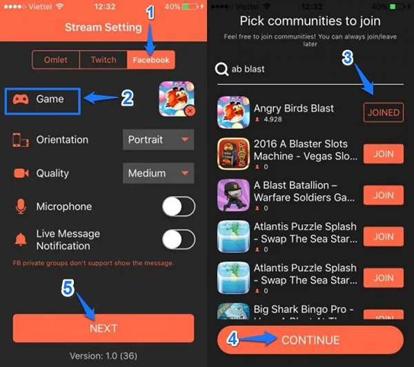 Huong dan livestream game tren facebook bang dien thoai