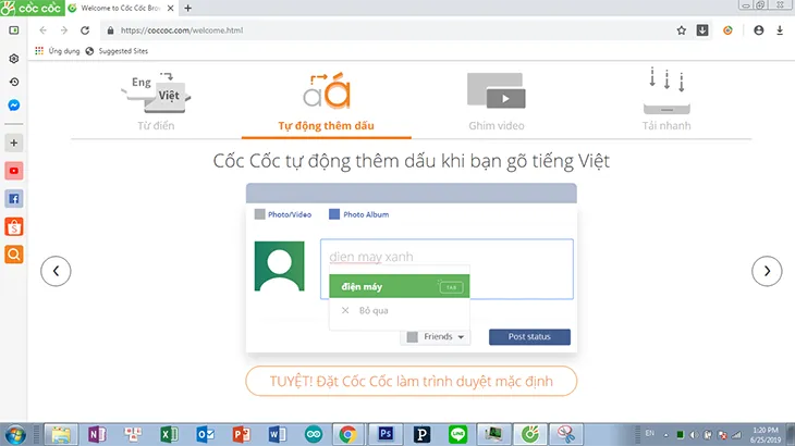 Tự động thêm dấu tiếng Việt trên trình duyệt Cốc Cốc