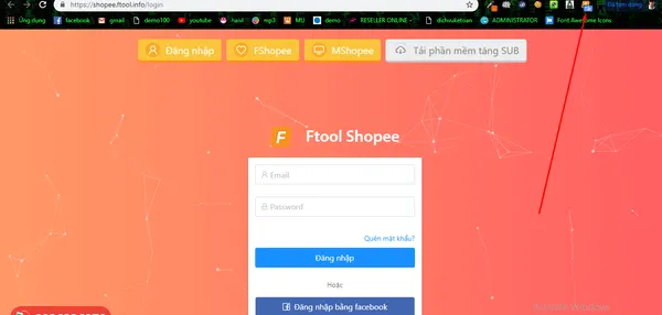 Đăng nhập phần mềm Fshopee