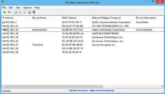 Cài đặt Wireless Network Watcher - Cách vào wifi khi bị chặn mac address
