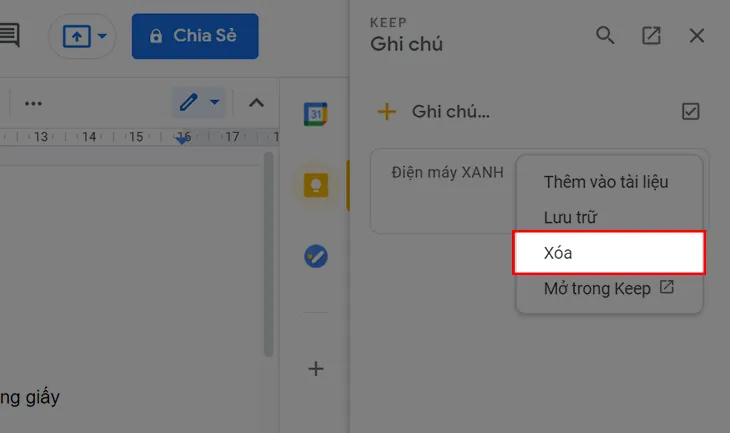 Chọn Xóa