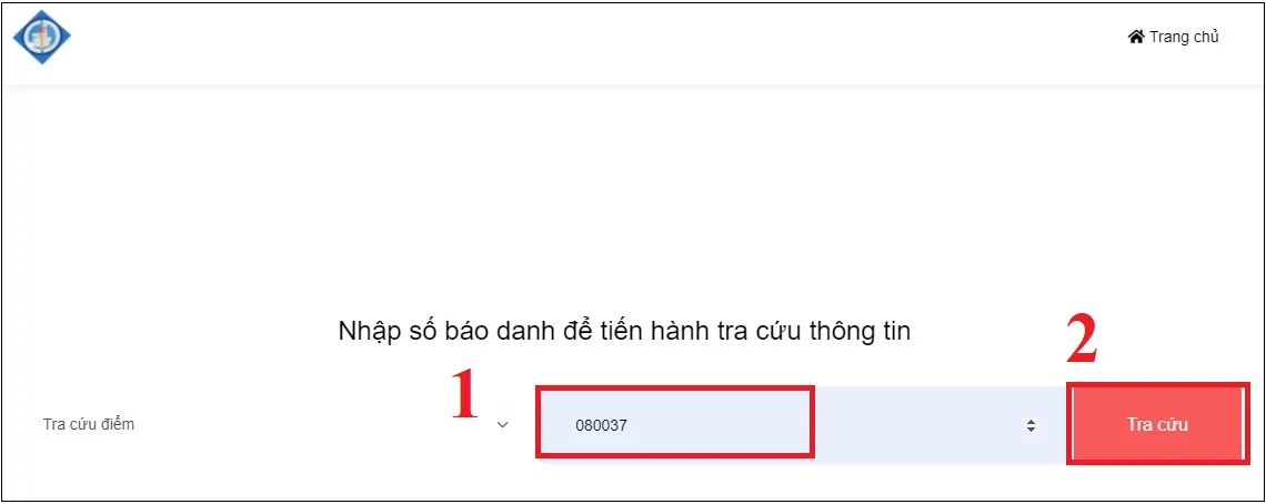 Nhập số báo danh tại Hội đồng thi đã cung cấp và nhấn Tra cứu