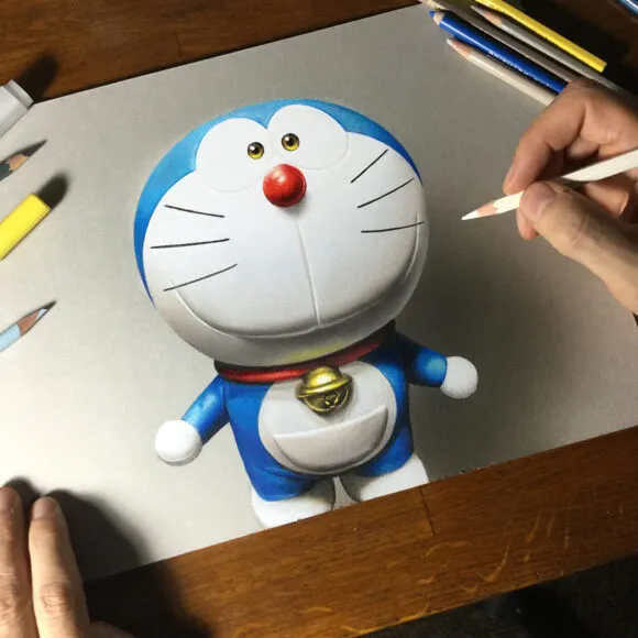 Hình vẽ doraemon tốt bụng 3d