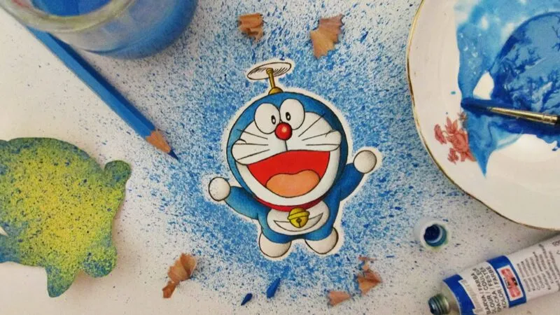 Hình vẽ doraemon bằng chì màu chất nhất