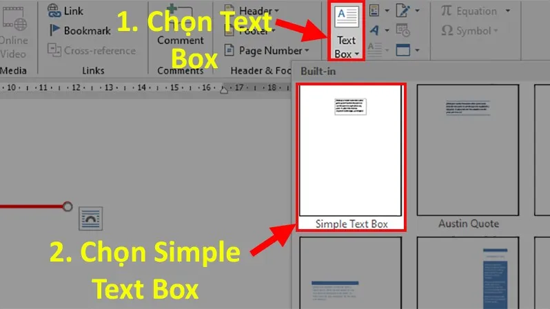 Đi đến phần Text  Chọn Text Box  Chọn kiểu Simple Text Box