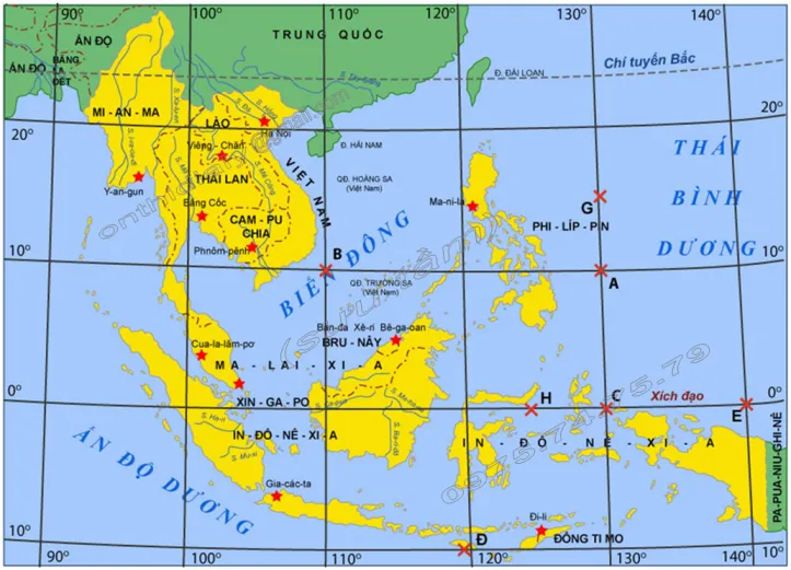 Hinh 12. Bản đồ thủ đô các nước ở khu vực Đông Nam Á