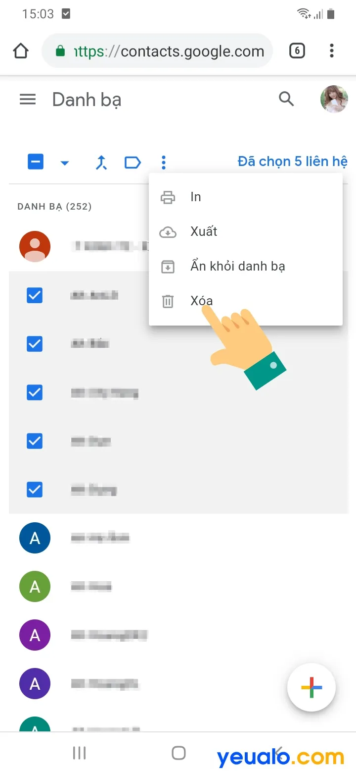 Cách xóa danh bạ đồng bộ trên Gmail 4