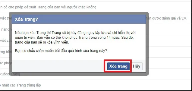 Bước 4: Tiếp tục chọn Xóa để xác nhận lần nữa.