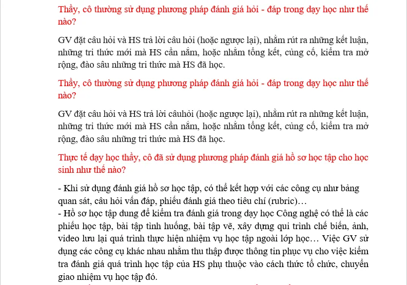 Đáp án modul 3 môn công nghệ THCS từ a-z