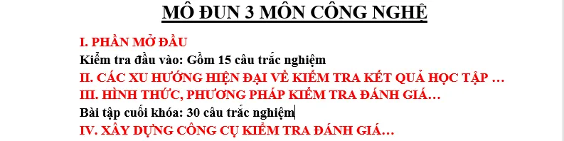 Đáp án modul 3 môn công nghệ THCS từ a-z