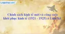 Chính sách kinh tế mới và công cuộc khôi phục kinh tế (1921 - 1925) ở Liên Xô