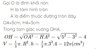 ví dụ tính thể tích khối nón