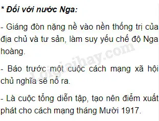 Ý nghĩa lịch sử của Cách mạng Nga 1905 - 1907?