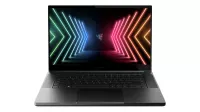 Razer Blade 15 gaming laptop facing forward on white background with screen open