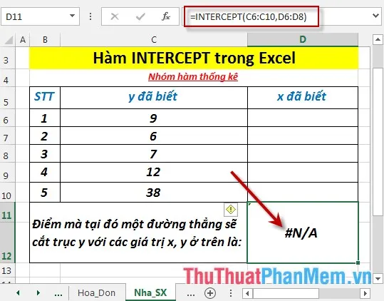 Trường hợp 1 trong 2 mảng trống - hàm trả về giá trị lỗi #N/A