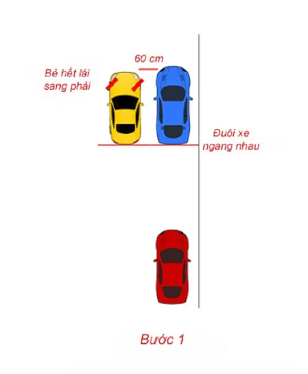 Bước 1: giữ khoảng cách giữa 2 xe từ 60-90 cm