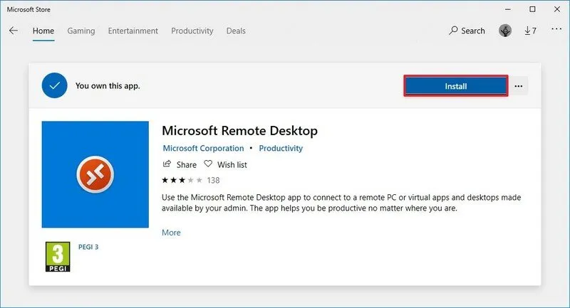 Install Remote Desktop app