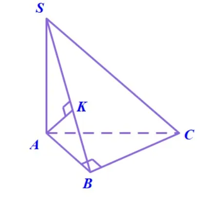 Dựng hình chiếu vuông góc của A lên mặt phẳng (SBC) với hình chóp S.ABC có SA vuông góc với đáy và tam giác ABC vuông tại B