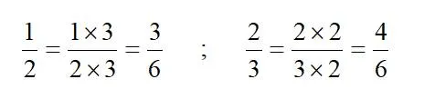 Ví dụ toán lớp 4 so sánh hai phân số khác mẫu số