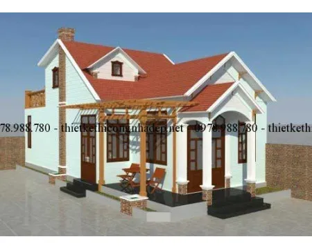 Mẫu thiết kế nhà cấp 4 có gác lửng mái tôn 6x14m