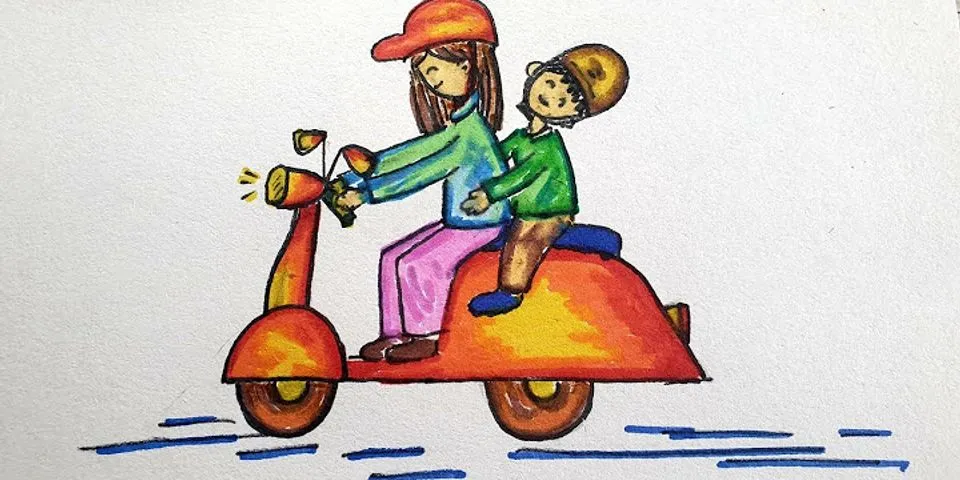 Cách vẽ người đi xe máy đơn giản - ihoctot.com