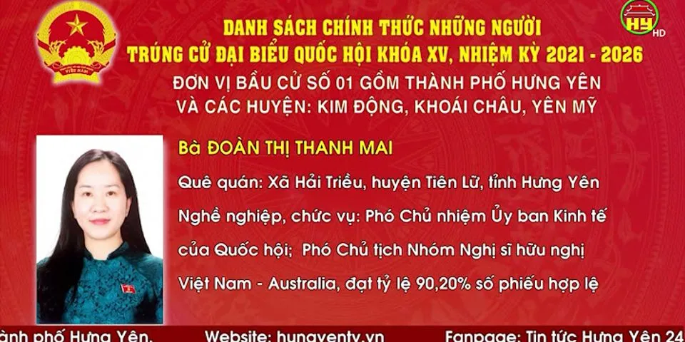 Danh sách trúng cử đại biểu Quốc hội tỉnh Trà Vinh