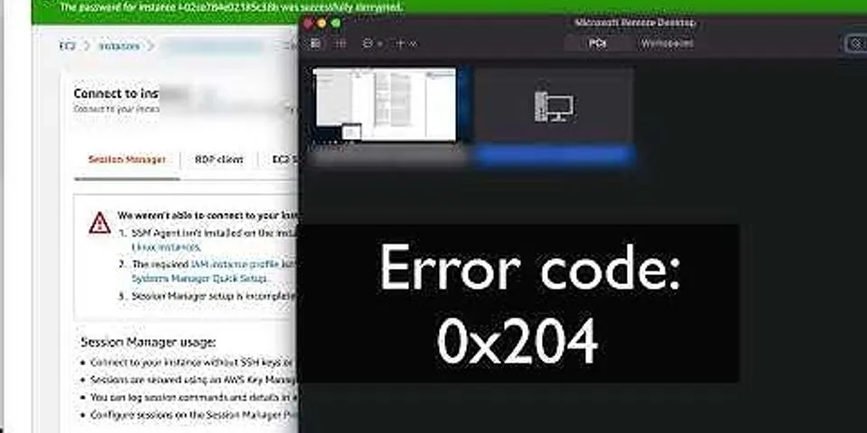 Error code 0x204 Remote Desktop iPad