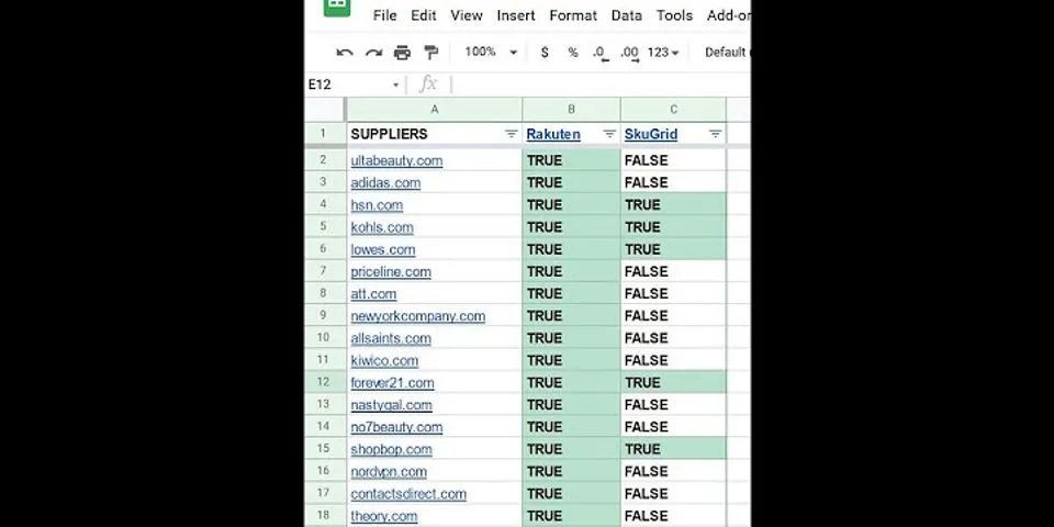 Google Sheets vendor list