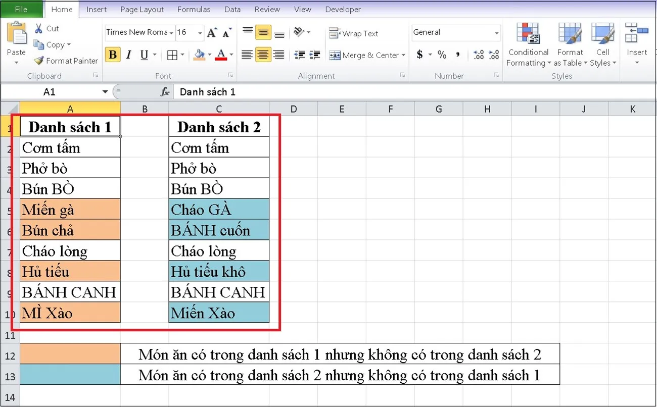 Kết quả sau khi thực hiện so sánh xong sẽ được hiển thị như hình bên dưới