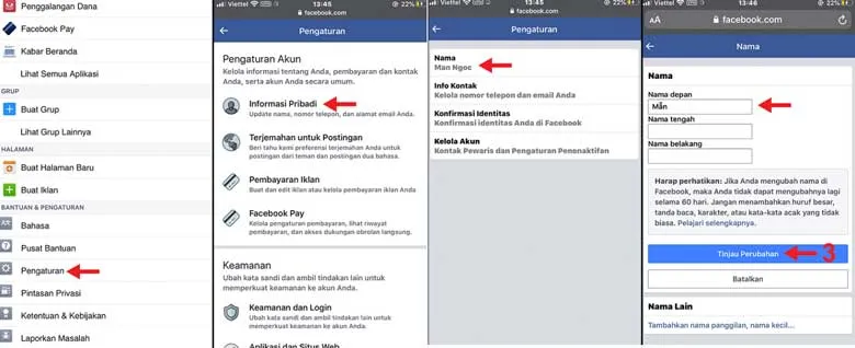 Cách đổi tên Facebook 1 chữ trên điện thoại iPhone: Bước 6